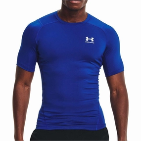 Casual Layering Wear Structured silhouette Under Armour HeatGear Armour Short Sleeve Mens Compression Top - Blue