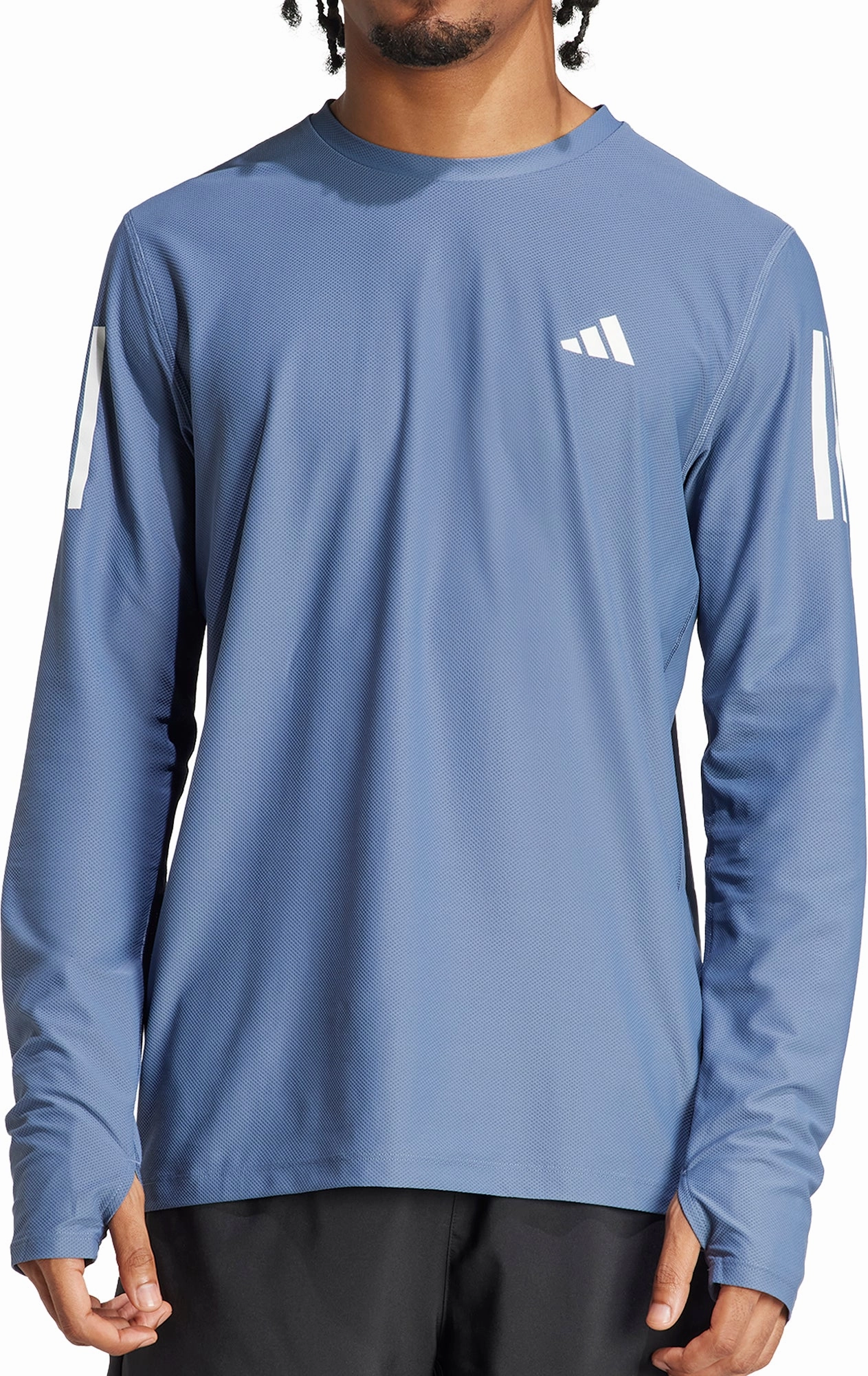 Breathable Design adidas Own The Run Long Sleeve Mens Running Top - Blue