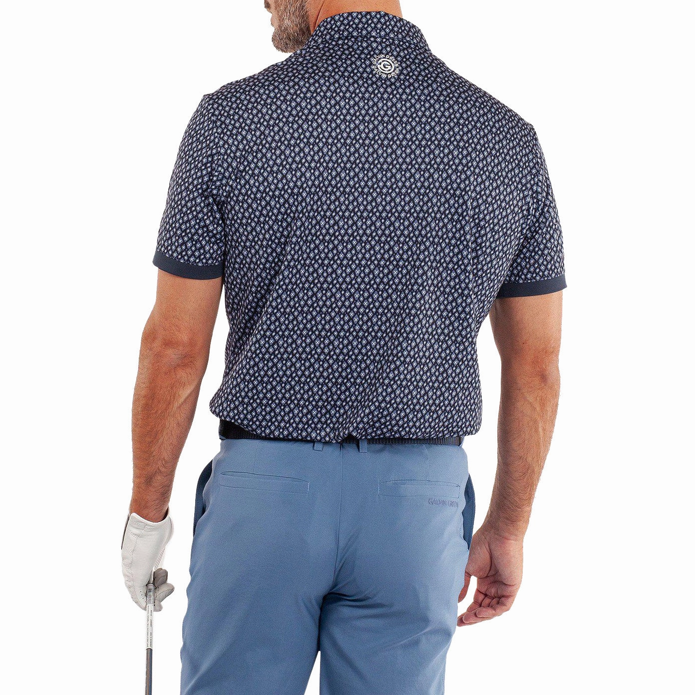 Breathable Cotton Galvin Green Manuel Golf Shirt - Navy/White