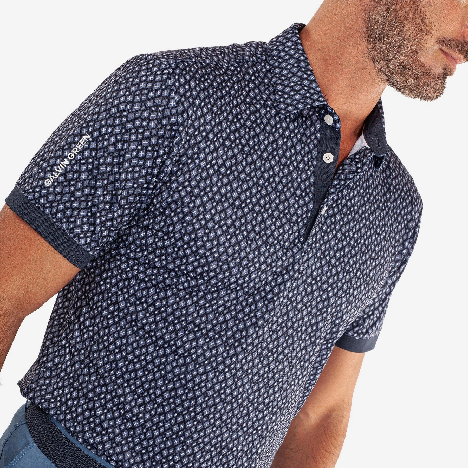 Trendy Casual Preppy Vibe Galvin Green Manuel Golf Shirt - Navy/White