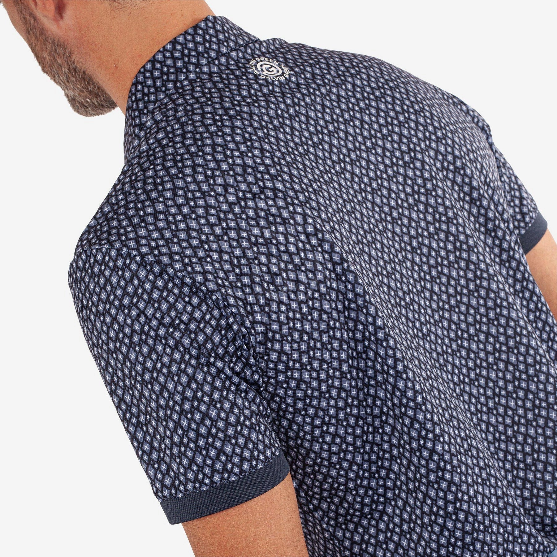 Effortless Look Non Iron Finish Galvin Green Manuel Golf Shirt - Navy/White