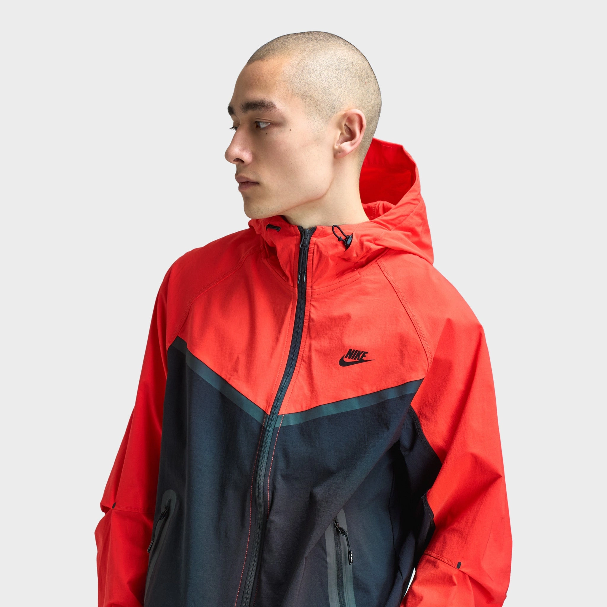 Nike Tech Woven Full Zip Windrunner Jacket Black / Lt Crimson - Black Recycled Polyester Blend WaterRepellentExterior