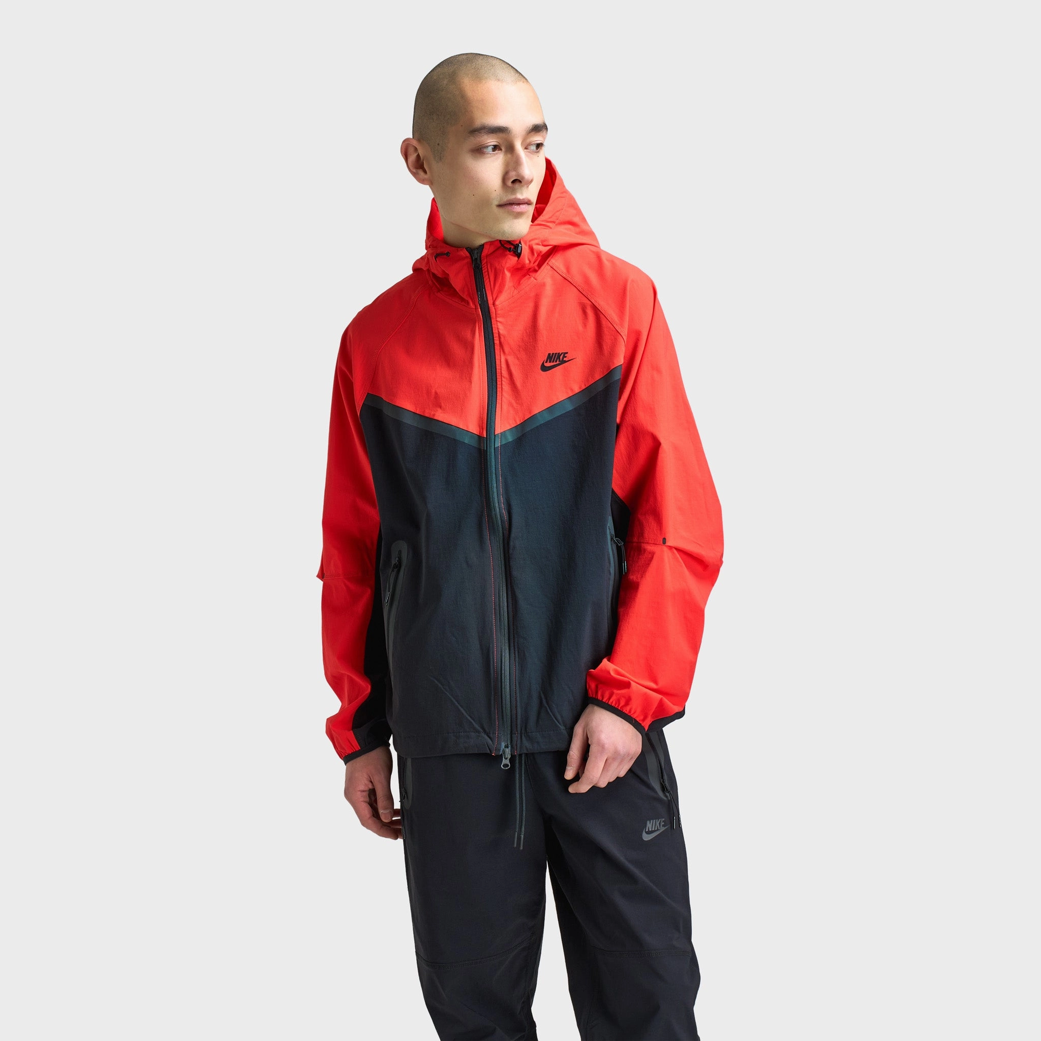 TearResistantOuter Nike Tech Woven Full Zip Windrunner Jacket Black / Lt Crimson - Black