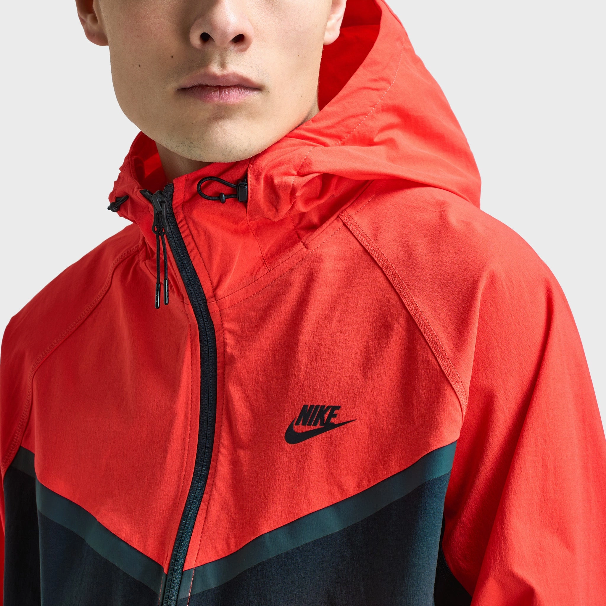 Nike Tech Woven Full Zip Windrunner Jacket Black / Lt Crimson - Black Stretch Fit