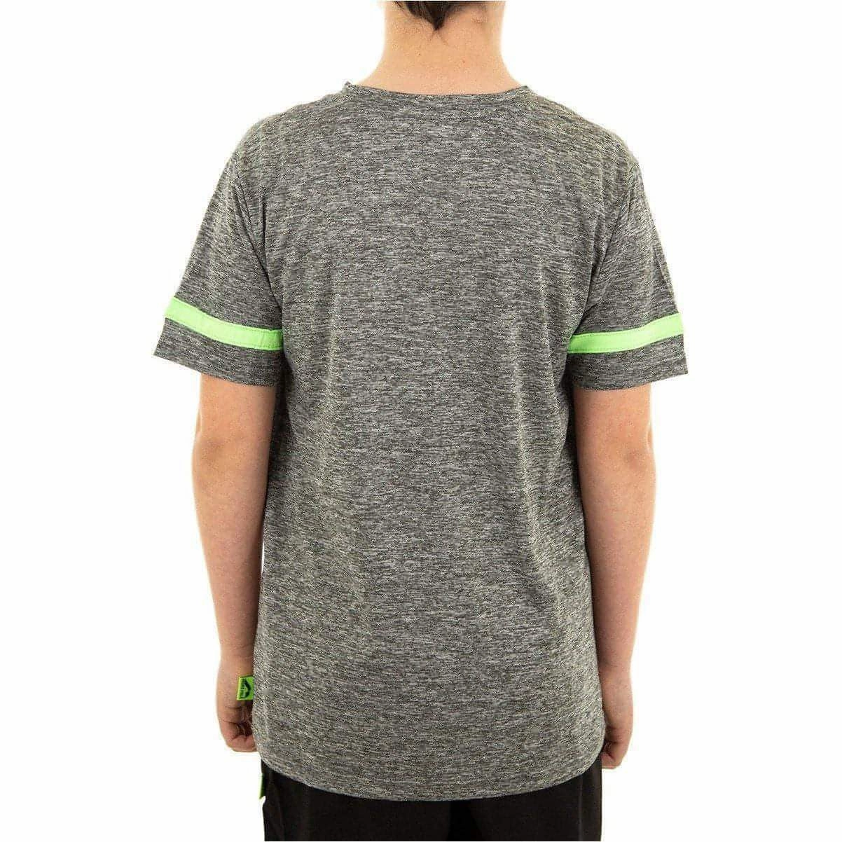More Mile Marl Boys Short Sleeve Running Top - Grey Low Environmental Impact