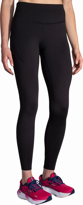 Rocker lined Brooks Spark Womens Long Running Tights - Black