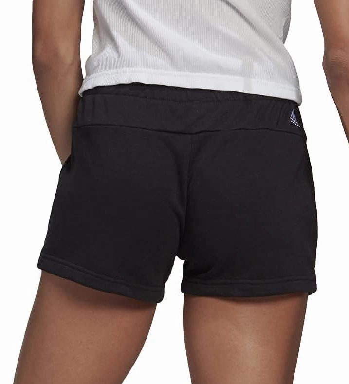 Compact Packable Design MoistureManagementSystem adidas Essentials Slim Logo Womens Training Shorts - Black