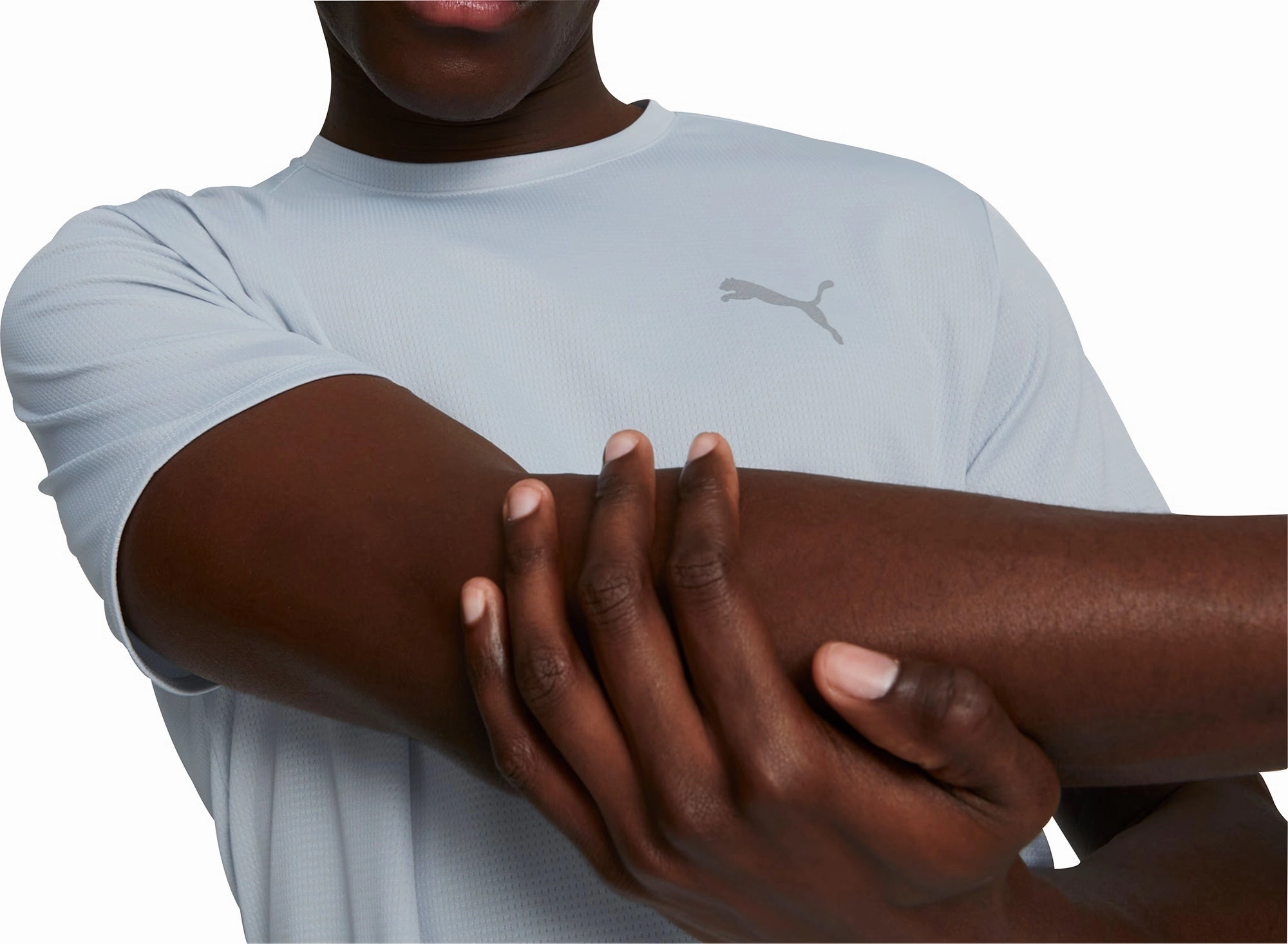 UltraSoftBrushedInterior Practical Wear Puma Favourite Short Sleeve Mens Running Top - Grey