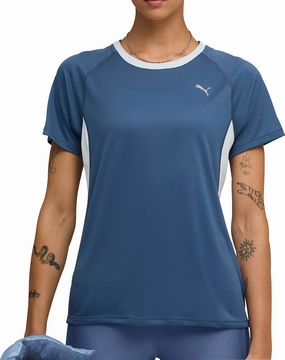 Urban Streetwear Outdoor Style Puma Velocity Short Sleeve Womens Running Top - Blue