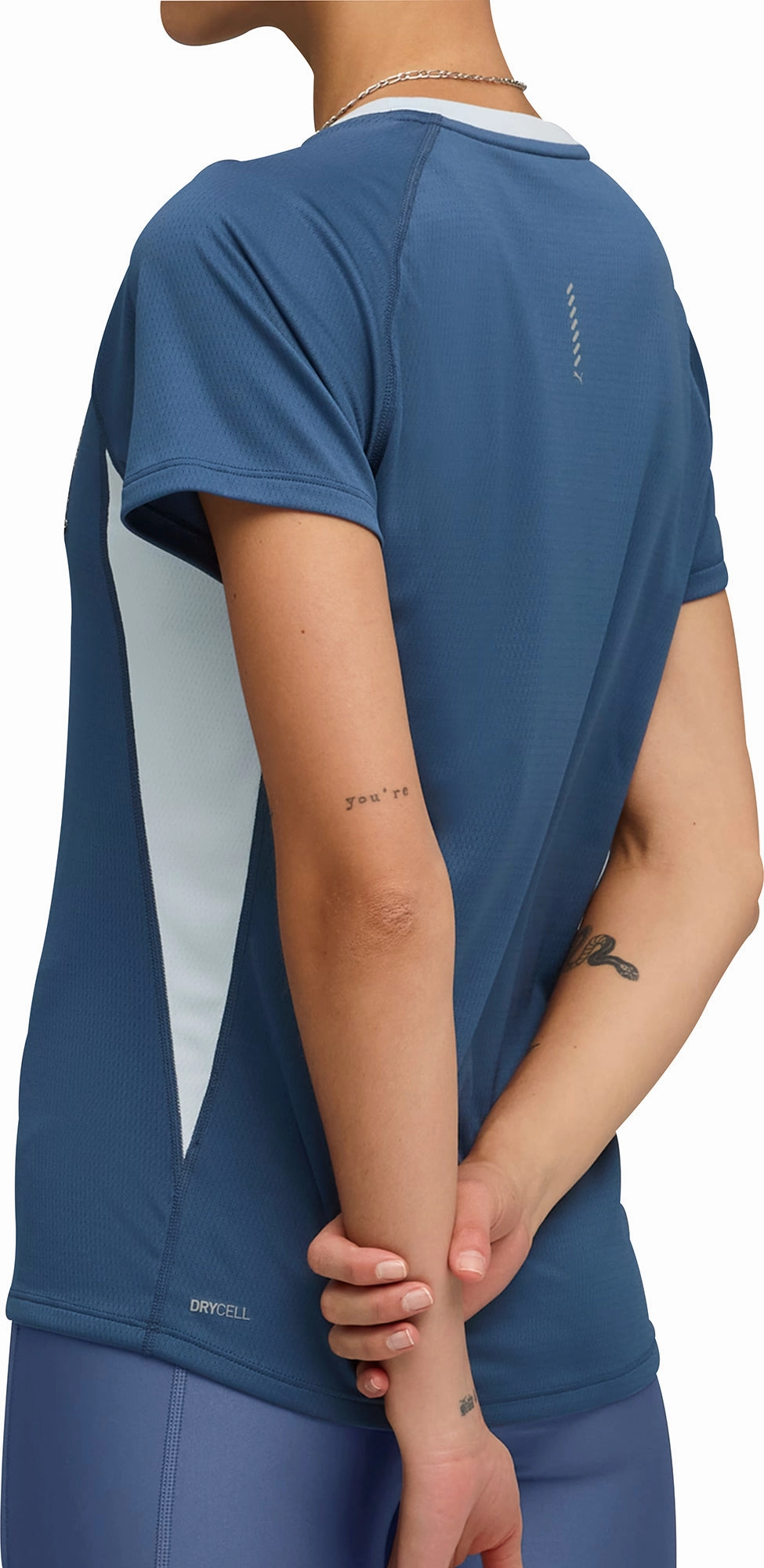 Essential Fit Temperature Control Fabric Puma Velocity Short Sleeve Womens Running Top - Blue