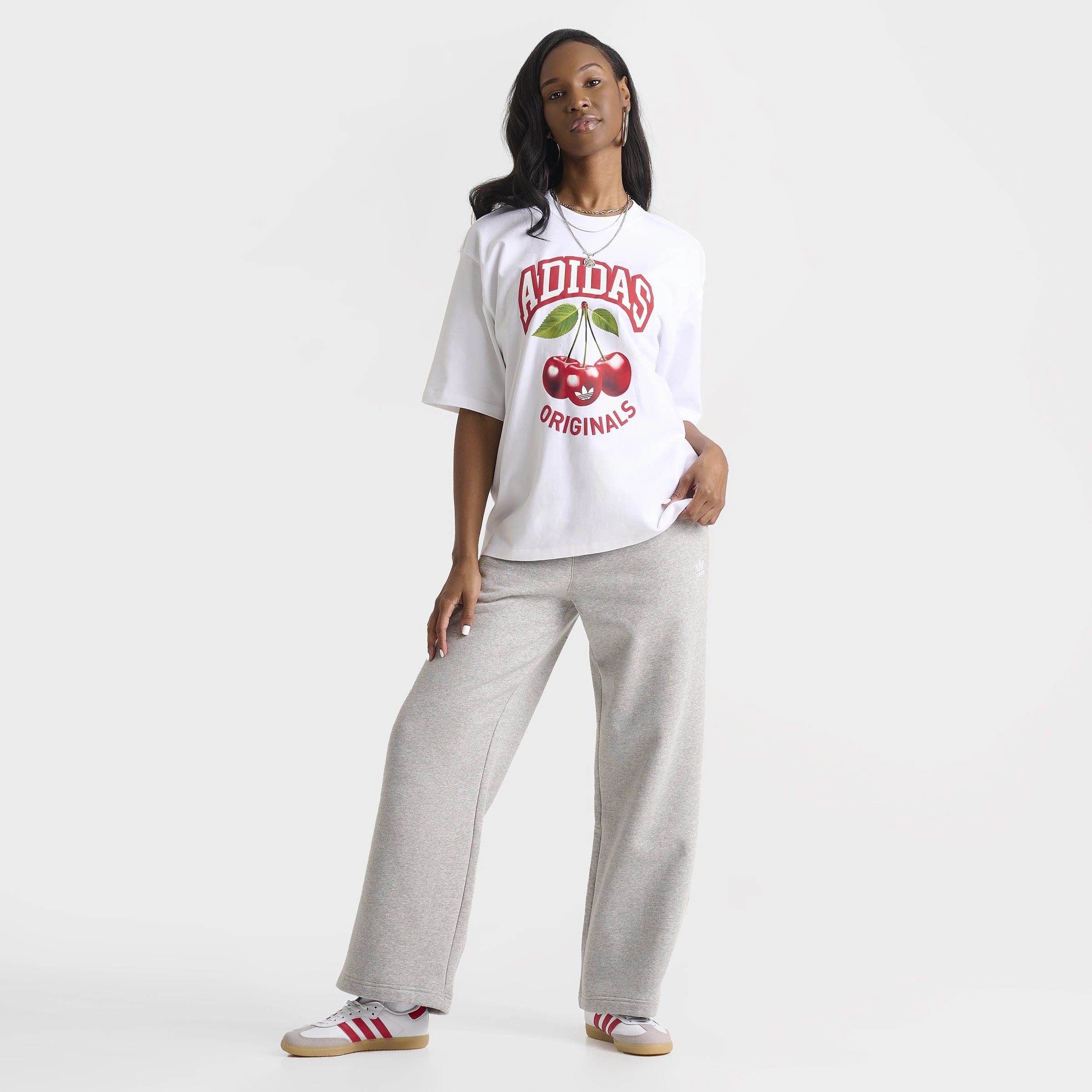 adidas Women's Cherry Boyfriend Tee / Wonder White Seasonal Comfort Style Trendy Fashion