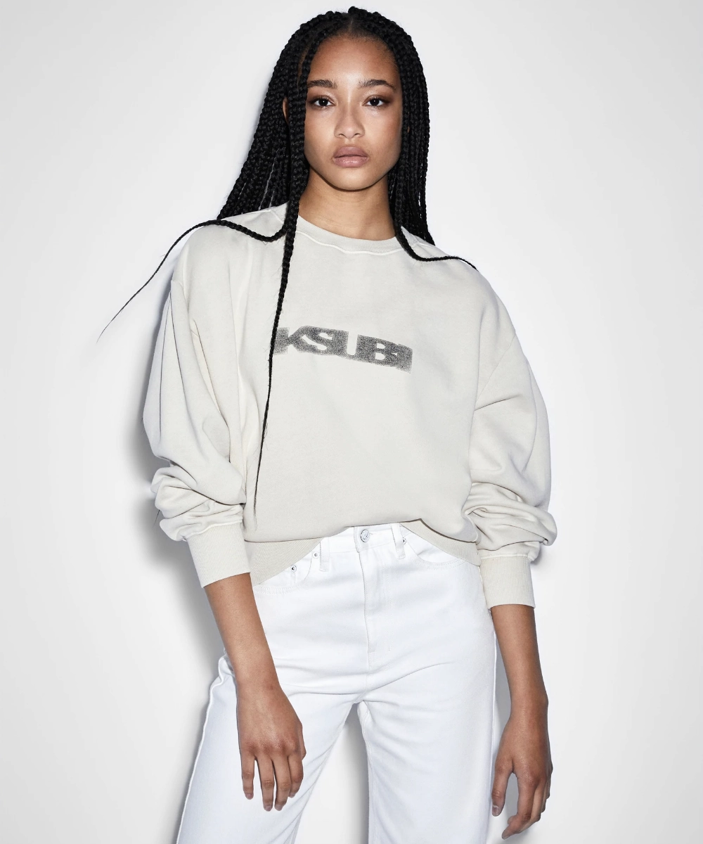 Ksubi Sott Marble Klassic Crew Ecru (Tan) Stretchable Fabric