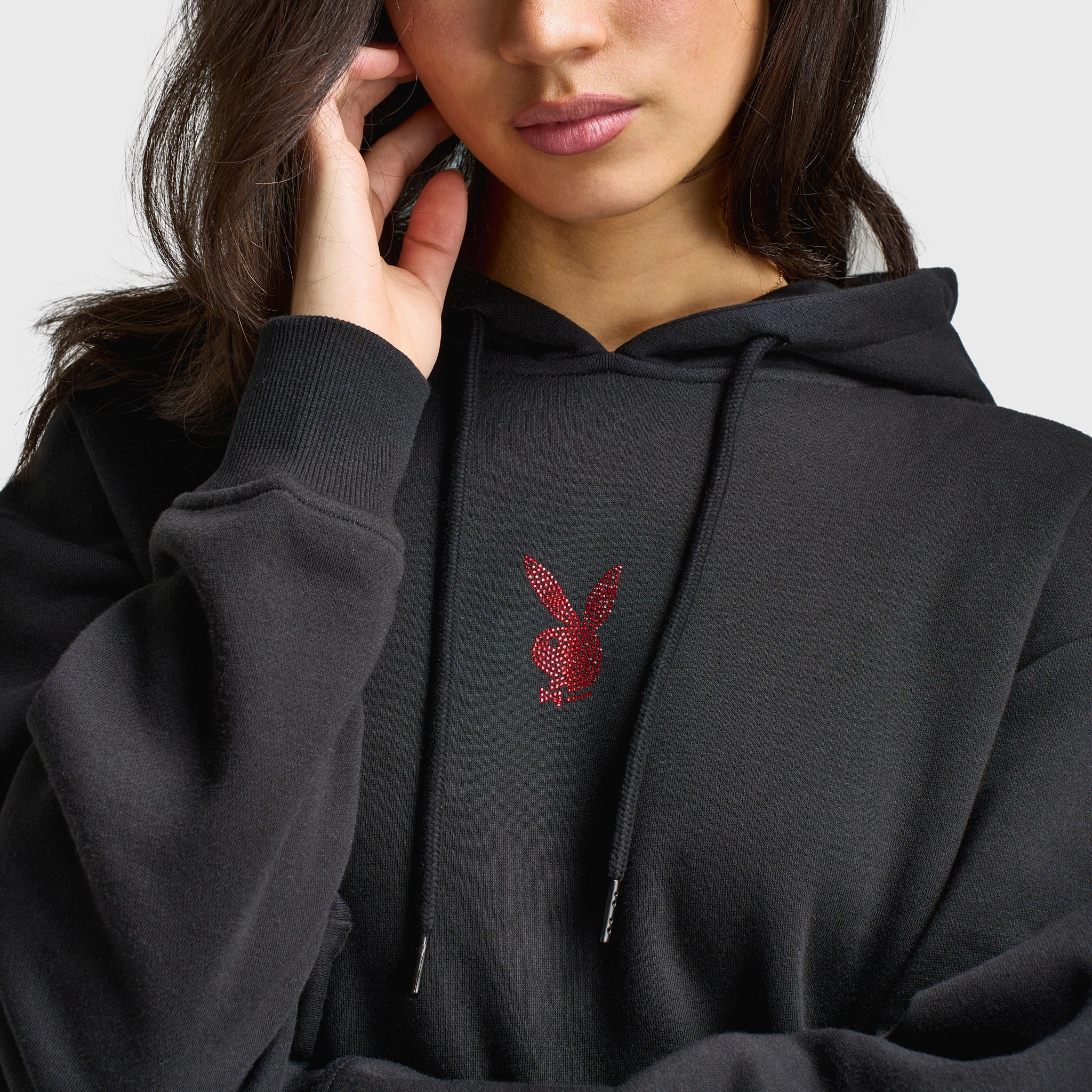 Playboy Cherry Diamonte Hoodie / Black Neutral Tones All Seasons