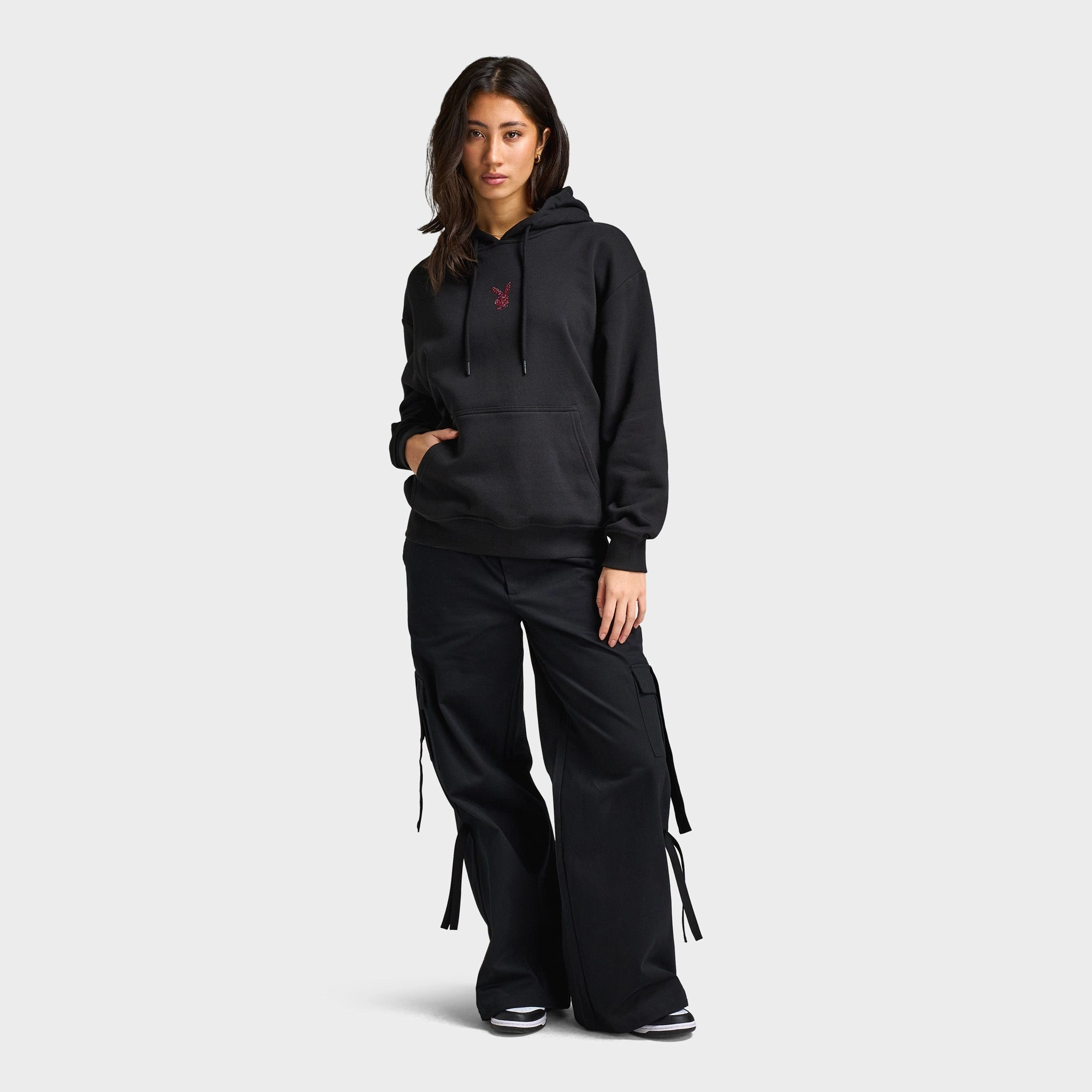 Waterproof Technology Playboy Cherry Diamonte Hoodie / Black