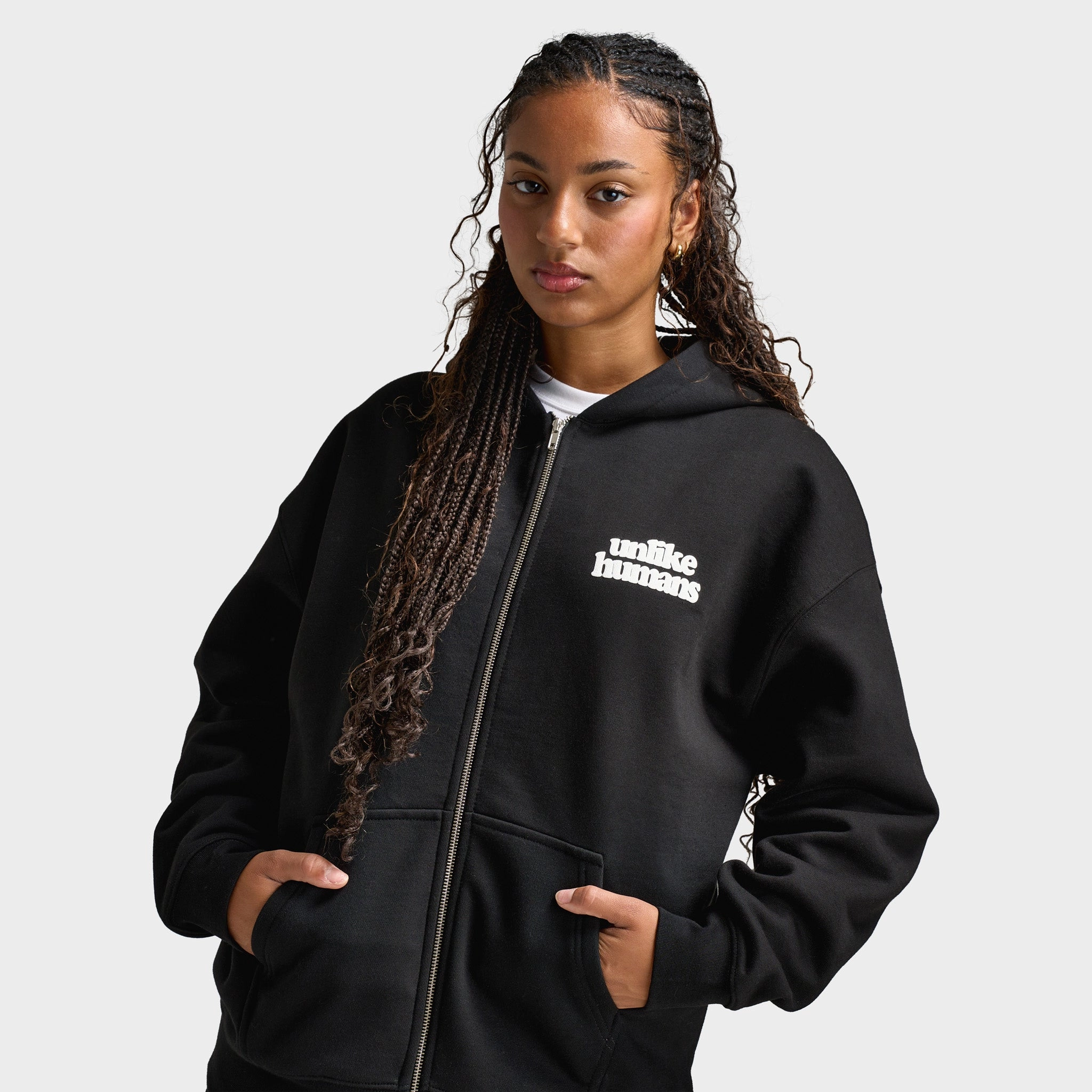 Unlike Humans Women's Bubble Full Zip Hoodie / Black Thermo Regulating