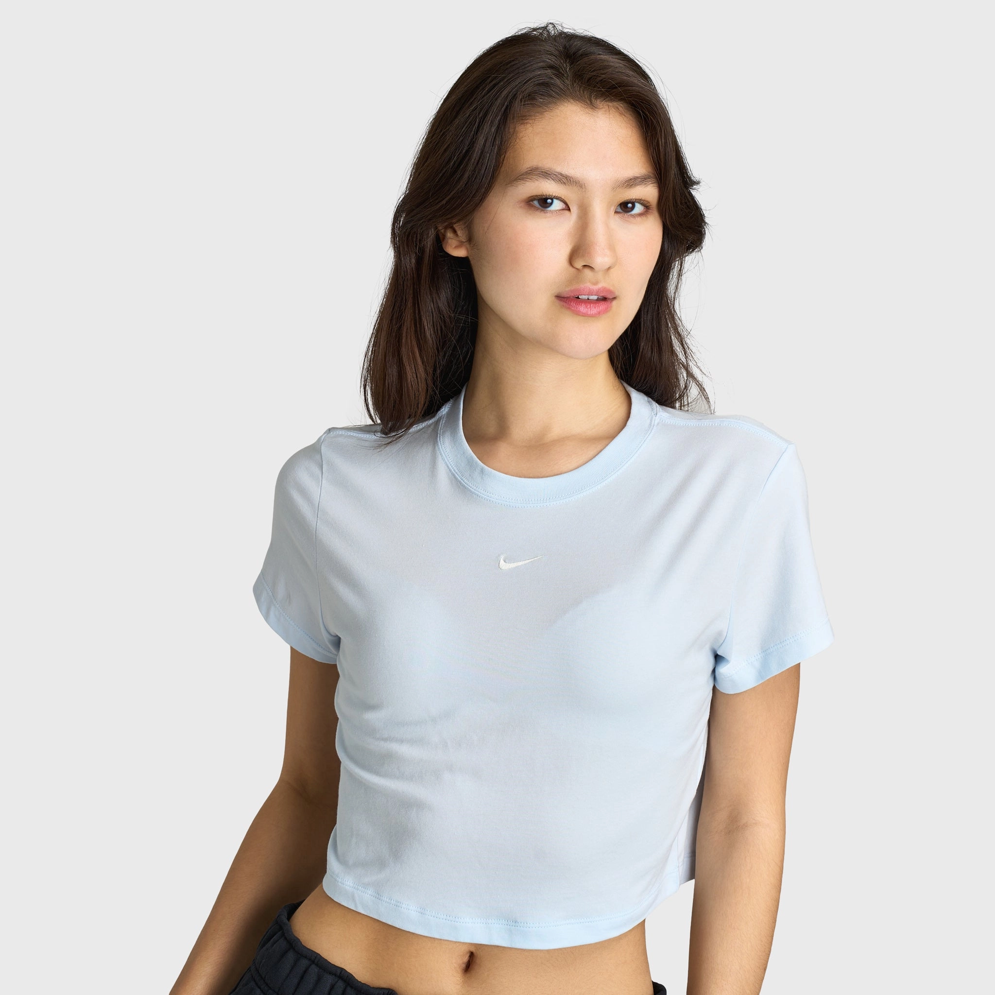 Nike Sportswear Women's Chill Knit Cropped T-Shirt Blue Tint / Sail Valentine's Day Stretch Jersey Knit