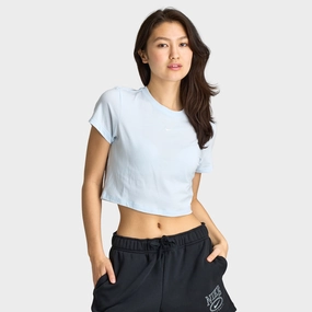 Nike Sportswear Women's Chill Knit Cropped T-Shirt Blue Tint / Sail Pocket Reinforcement Perfect for Outdoors