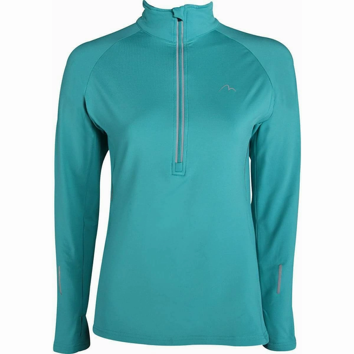 More Mile Vancouver Half Zip Long Sleeve Womens Running Top - Teal Dry climate Halloween