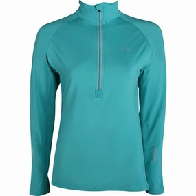 More Mile Vancouver Half Zip Long Sleeve Womens Running Top - Teal Music Formal Occasion