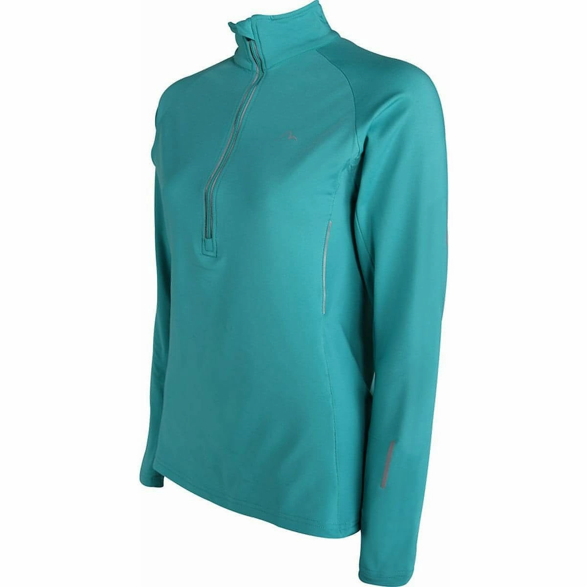 More Mile Vancouver Half Zip Long Sleeve Womens Running Top - Teal Party situation Checked Pattern