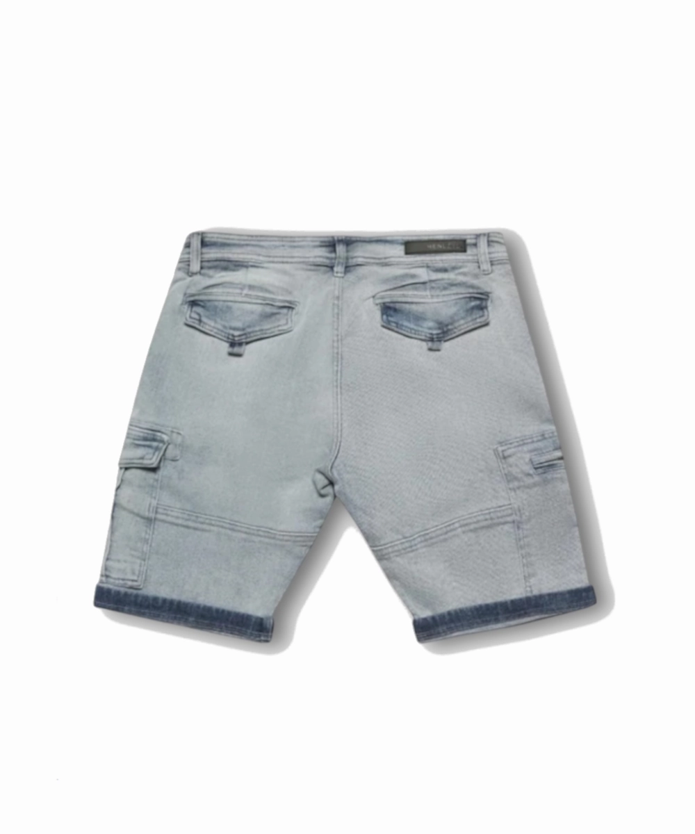 Design Soul Joy Mood Henleys Lione Denim Shorts (Light Indigo)