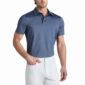 G/Fore Melange Ice Nylon Golf Polo Shirt - Twilight Melange Stretch Fabric Construction