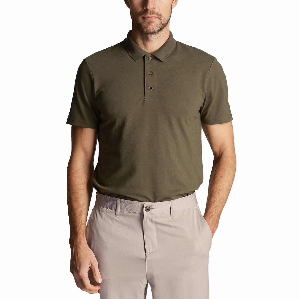 Travel Friendly Athletic Comfort Lyle & Scott Tonal Tech Golf Polo Shirt - Cactus Green
