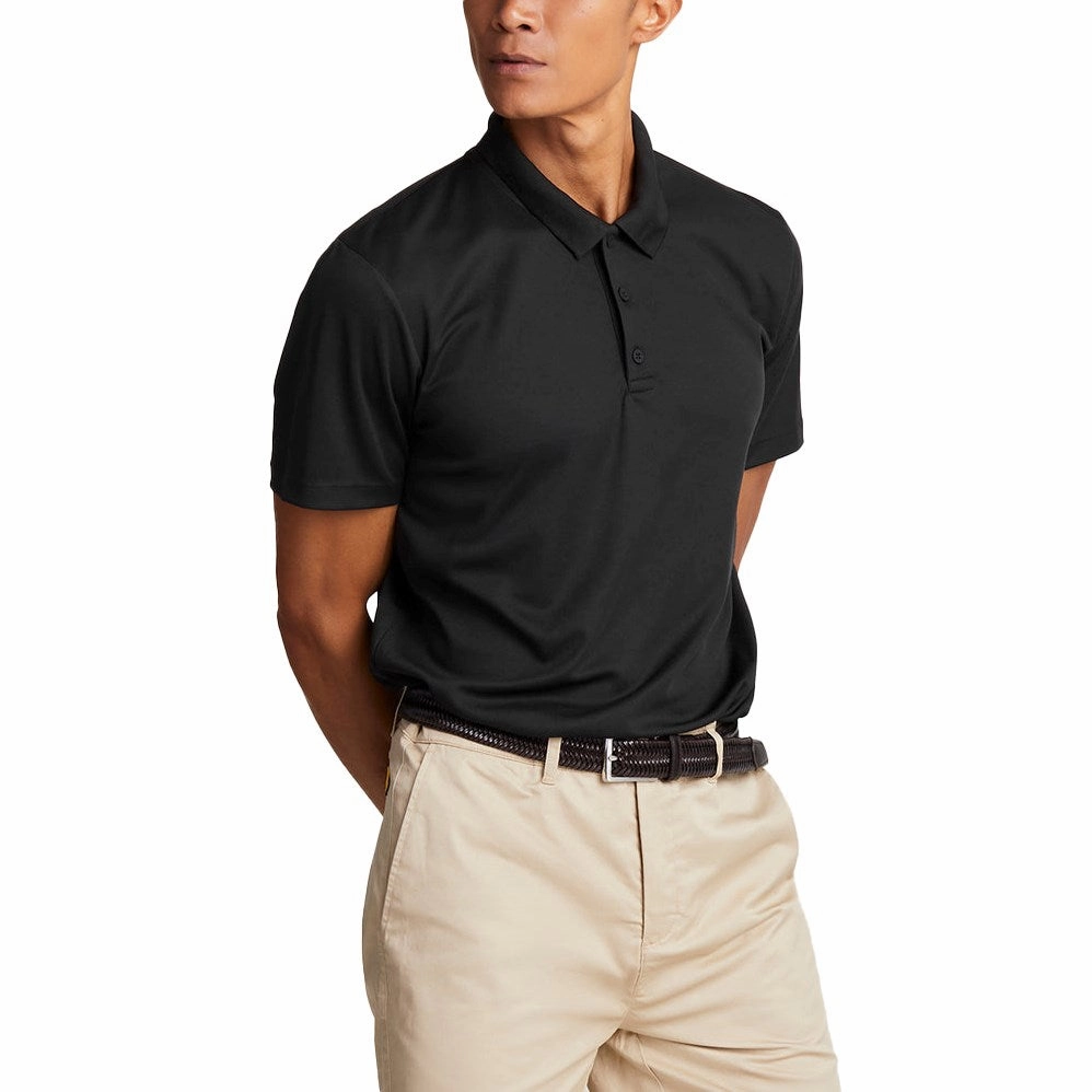 Breathable Airflow Channels Performance Wear Lyle & Scott Tonal Tech Golf Polo Shirt - Jet Black