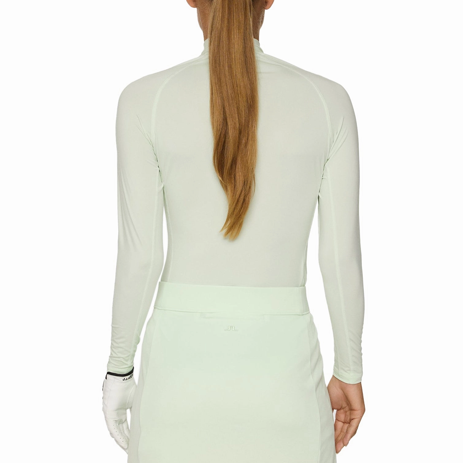 J.Lindeberg Women's Ella Compression Golf Shirt - Ambrosia SoftCheckered Weave Casual Elegance