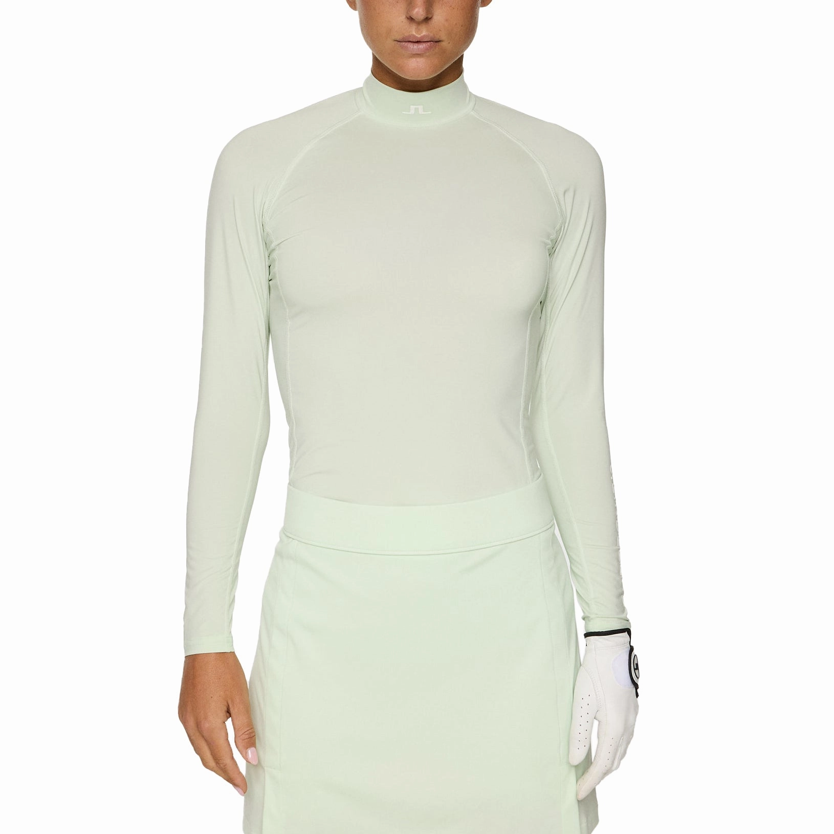 J.Lindeberg Women's Ella Compression Golf Shirt - Ambrosia Heather Effect Weaving Short Sleeve