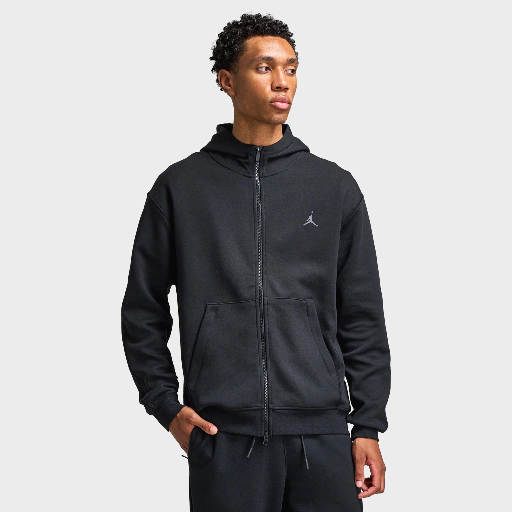 Jordan Dri-FIT Sport Hoop Full-Zip Hoodie Black / White Snag Free Zipper Technology Magnetic Closures