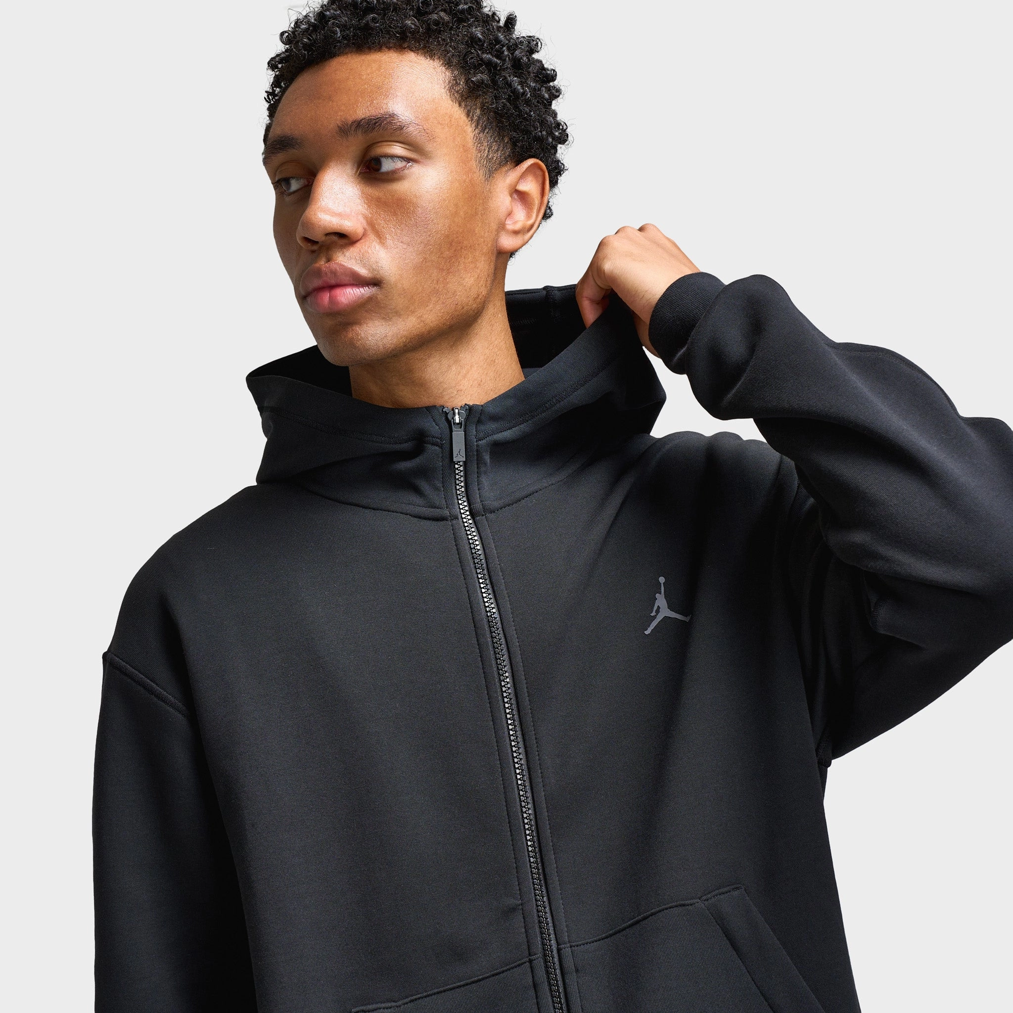 Quick Release Fasteners Adjustable Hood System Jordan Dri-FIT Sport Hoop Full-Zip Hoodie Black / White