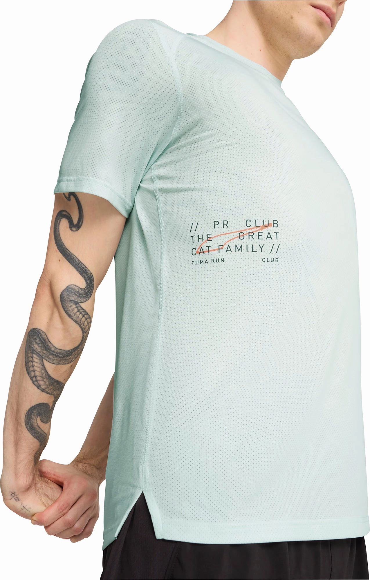 Travel Outfit Unisex style Puma Mesh Graphic Short Sleeve Mens Running Top - Blue