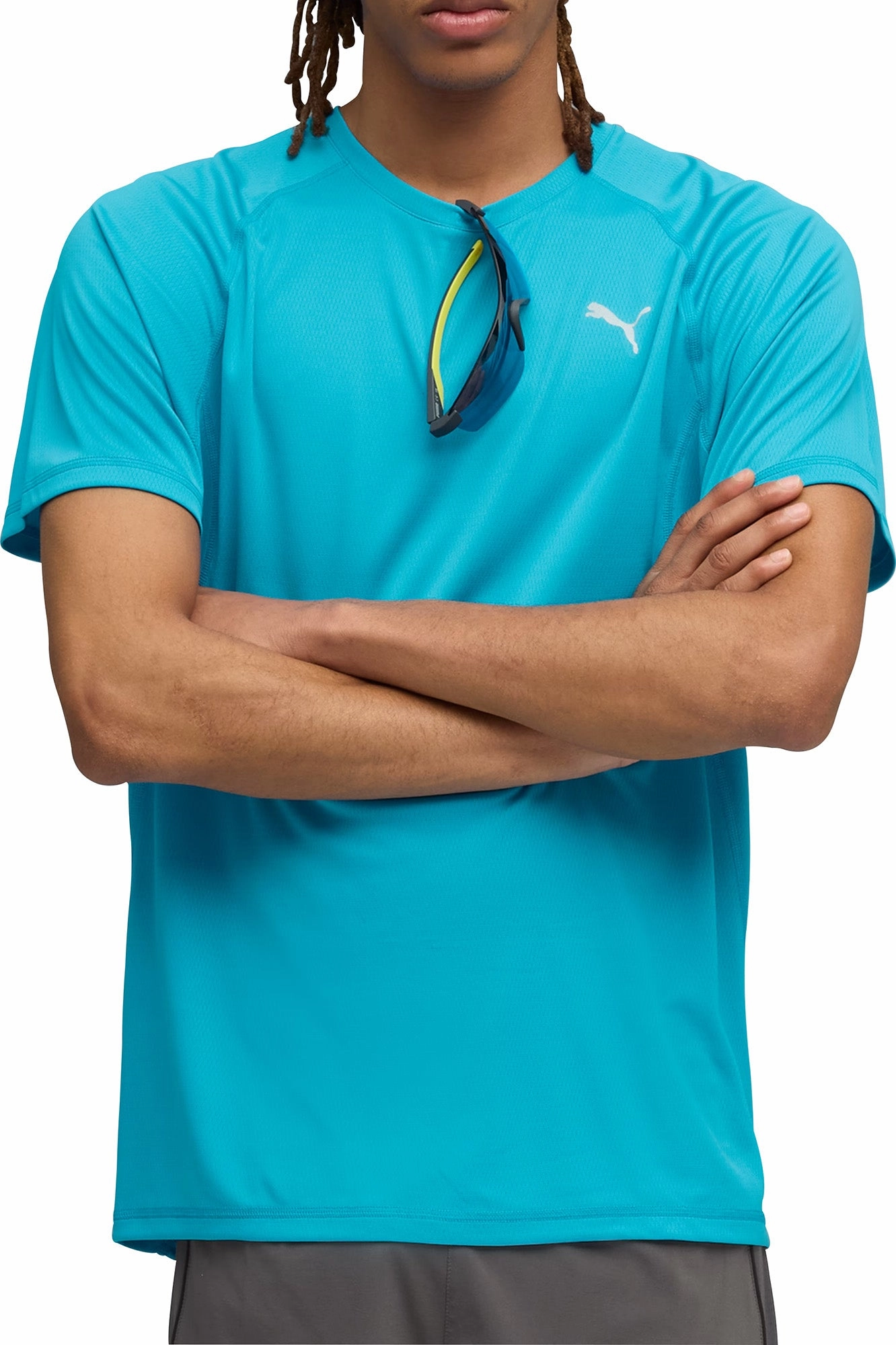varnish Puma Velocity Short Sleeve Mens Running Top - Blue