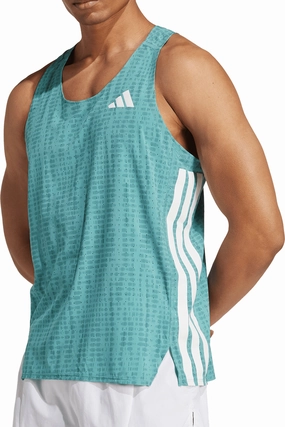 adidas Adizero Mens Running Vest - Green Natural with pockets