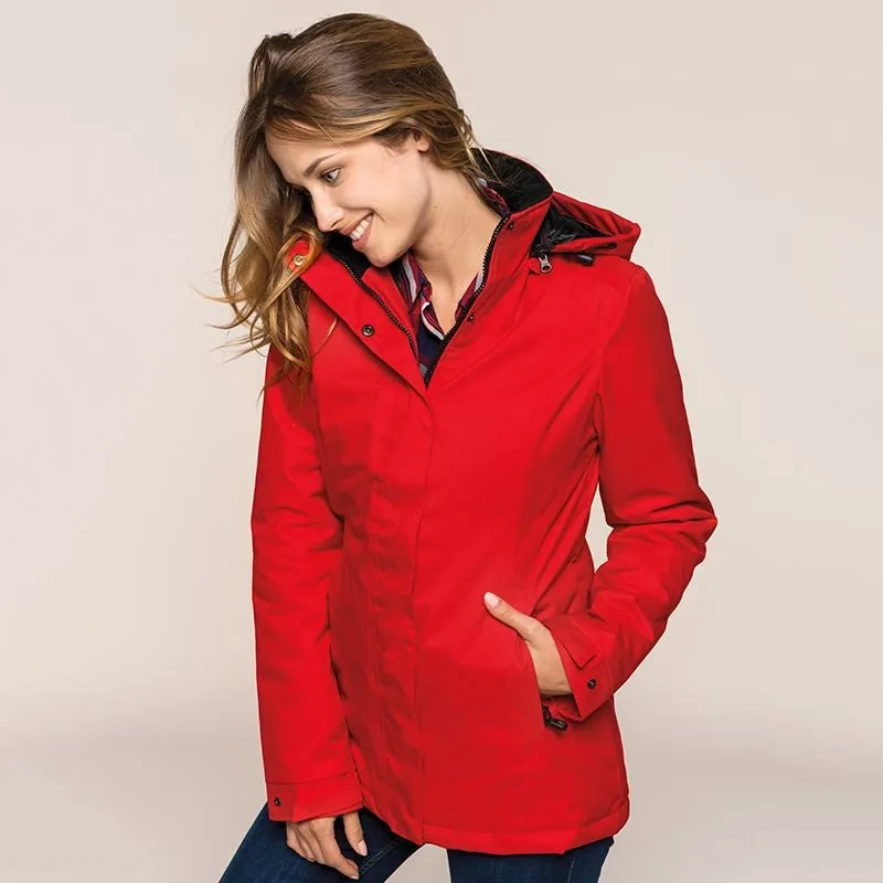 AbrasionResistant Fabric HighDensity Weave Ladies Parka Jacket | BLACK
