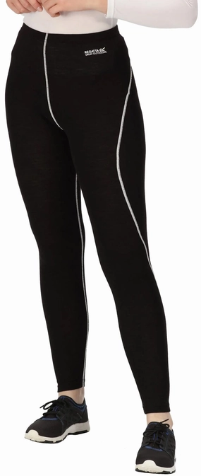 Regatta Zimba Merino Baselayer Womens Long Tights - Black Streetwear vibe
