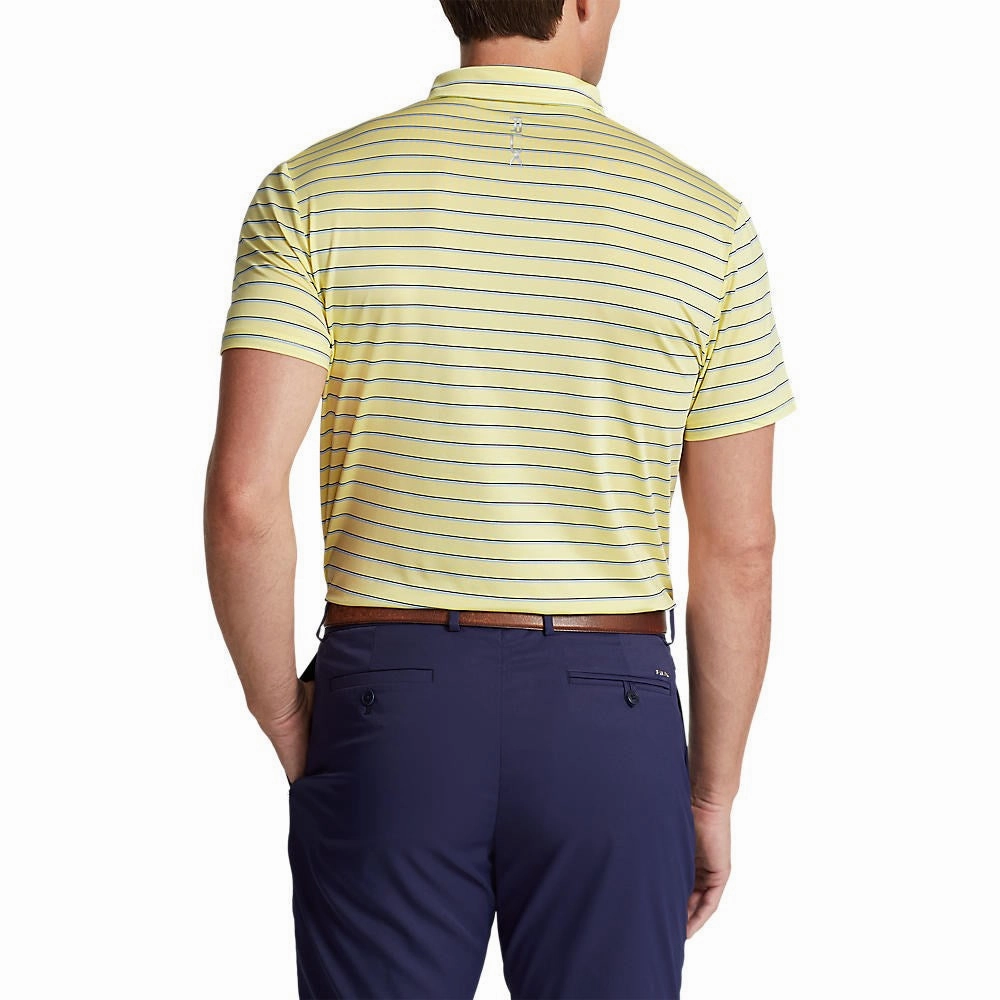 Relaxed Neckline RLX Ralph Lauren YD Stripe Lightweight Airflow Polo - Bristol Yellow Multi