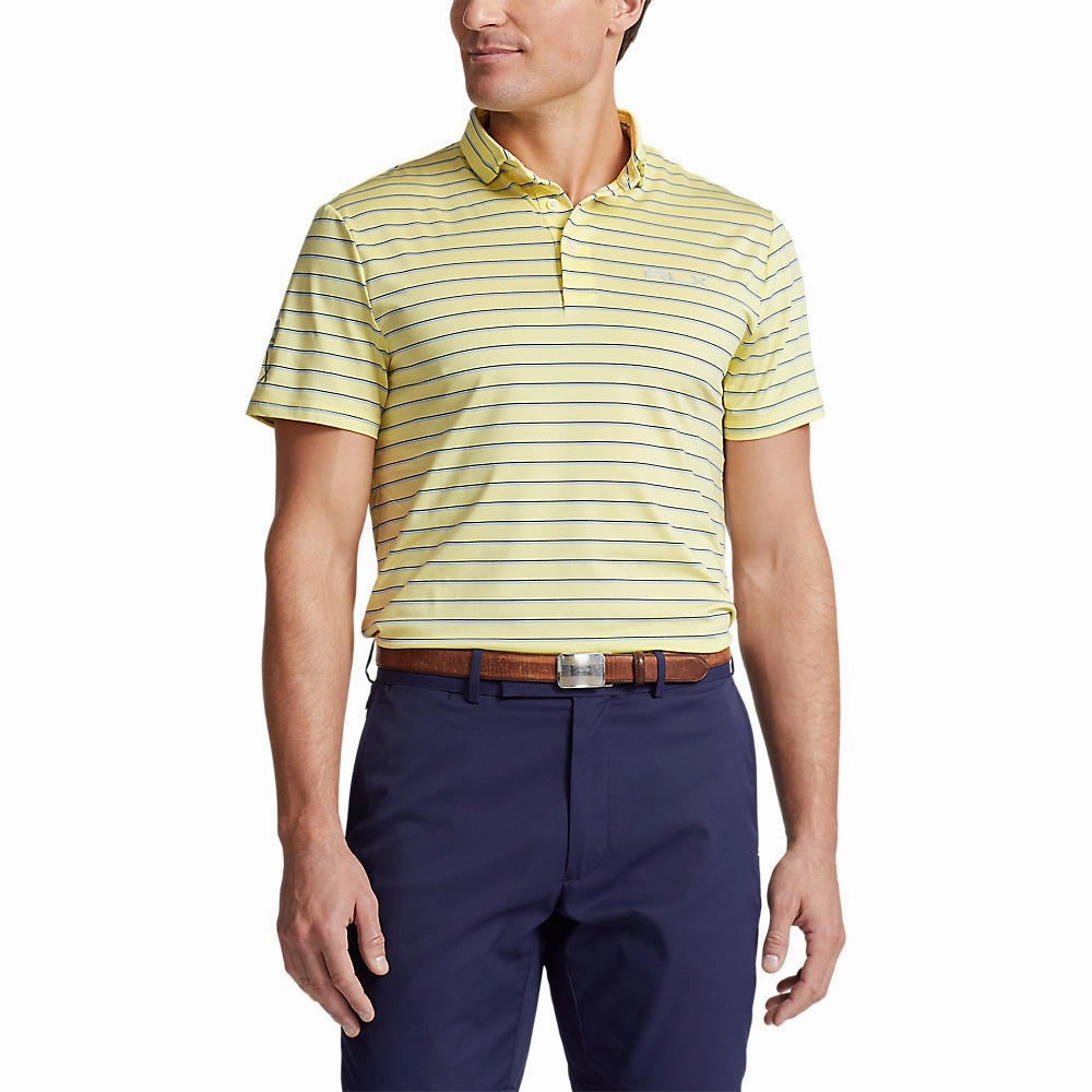 RLX Ralph Lauren YD Stripe Lightweight Airflow Polo - Bristol Yellow Multi Flexible Waistband AntiStatic Treatment