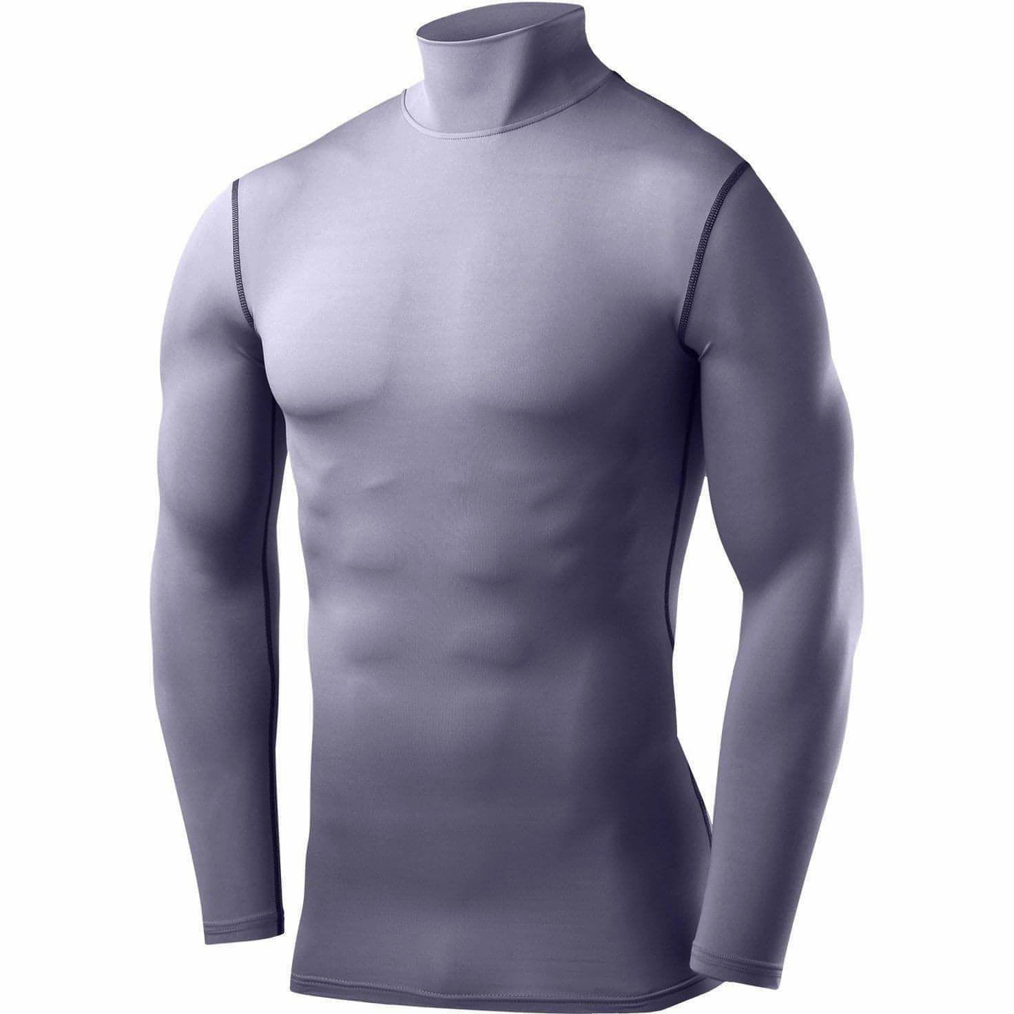 TCA PowerLayer Long Sleeve Mock Mens Compression Top - Grey Adaptable Wear-resistant
