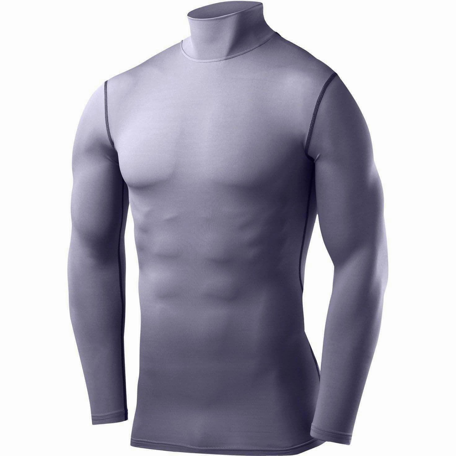 TCA PowerLayer Long Sleeve Mock Mens Compression Top - Grey Abrasion resistant Fruit