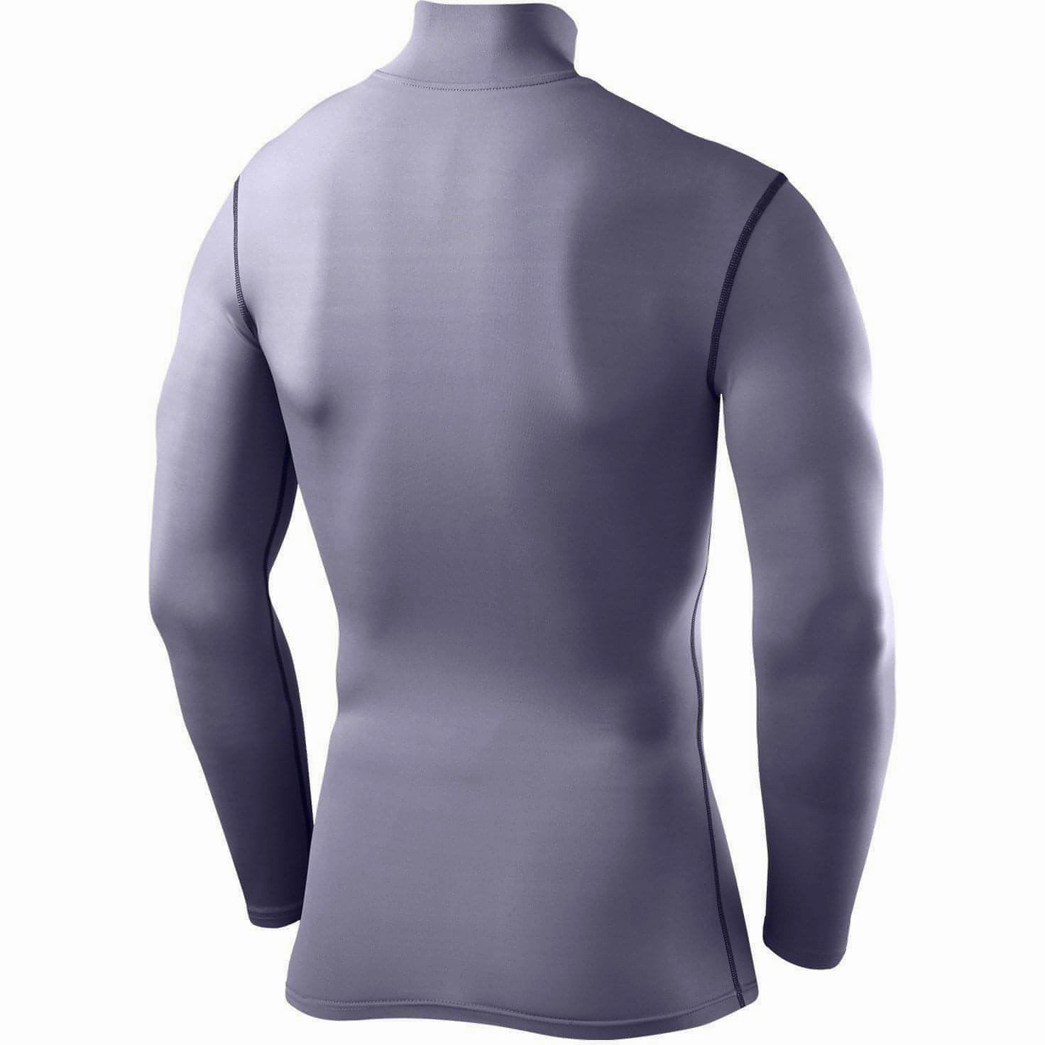 Wrinkle Resistant Texture TCA PowerLayer Long Sleeve Mock Mens Compression Top - Grey