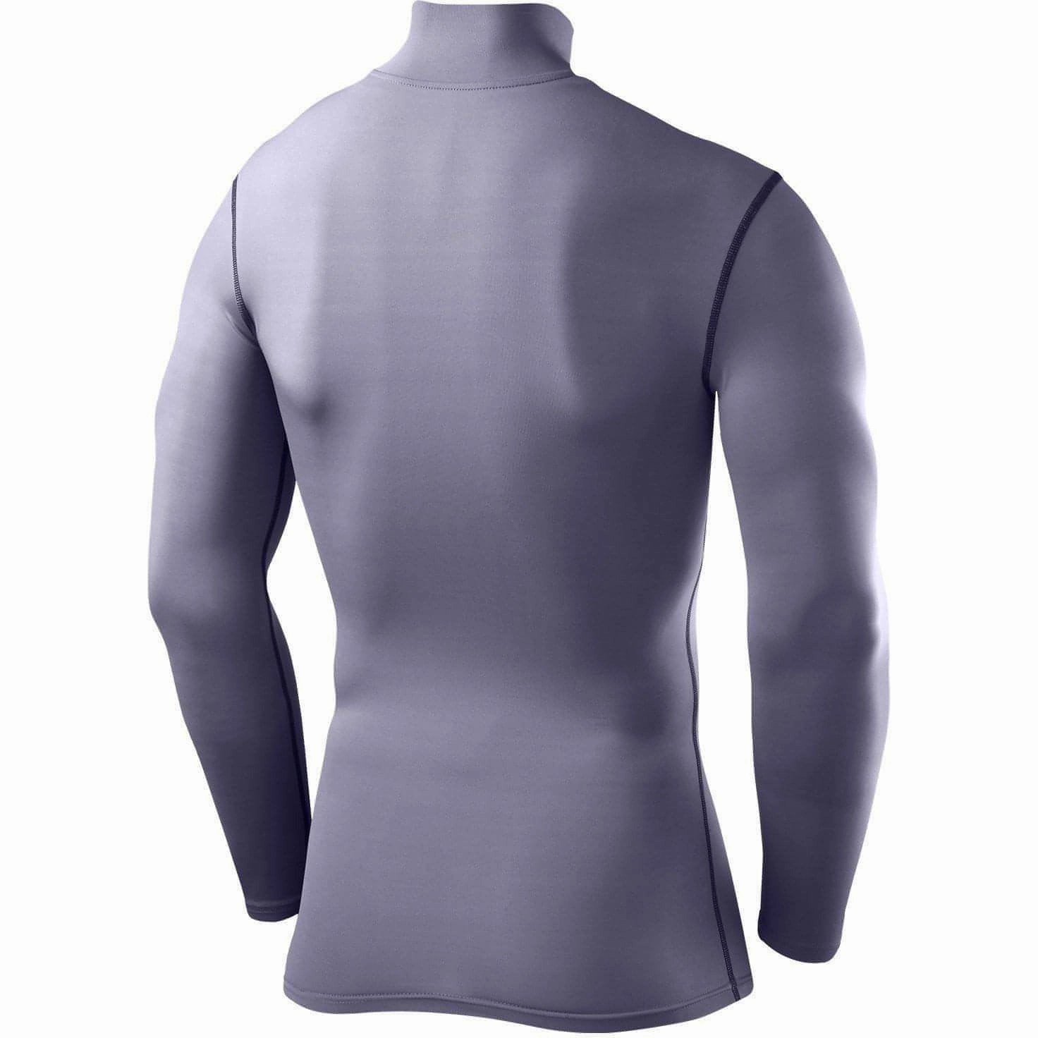 TCA PowerLayer Long Sleeve Mock Mens Compression Top - Grey scrub