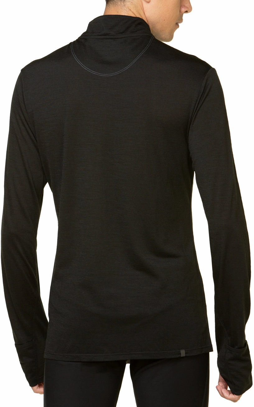 Spring Wear Mall Ronhill Tech Merino Half Zip Long Sleeve Mens Running Top - Black