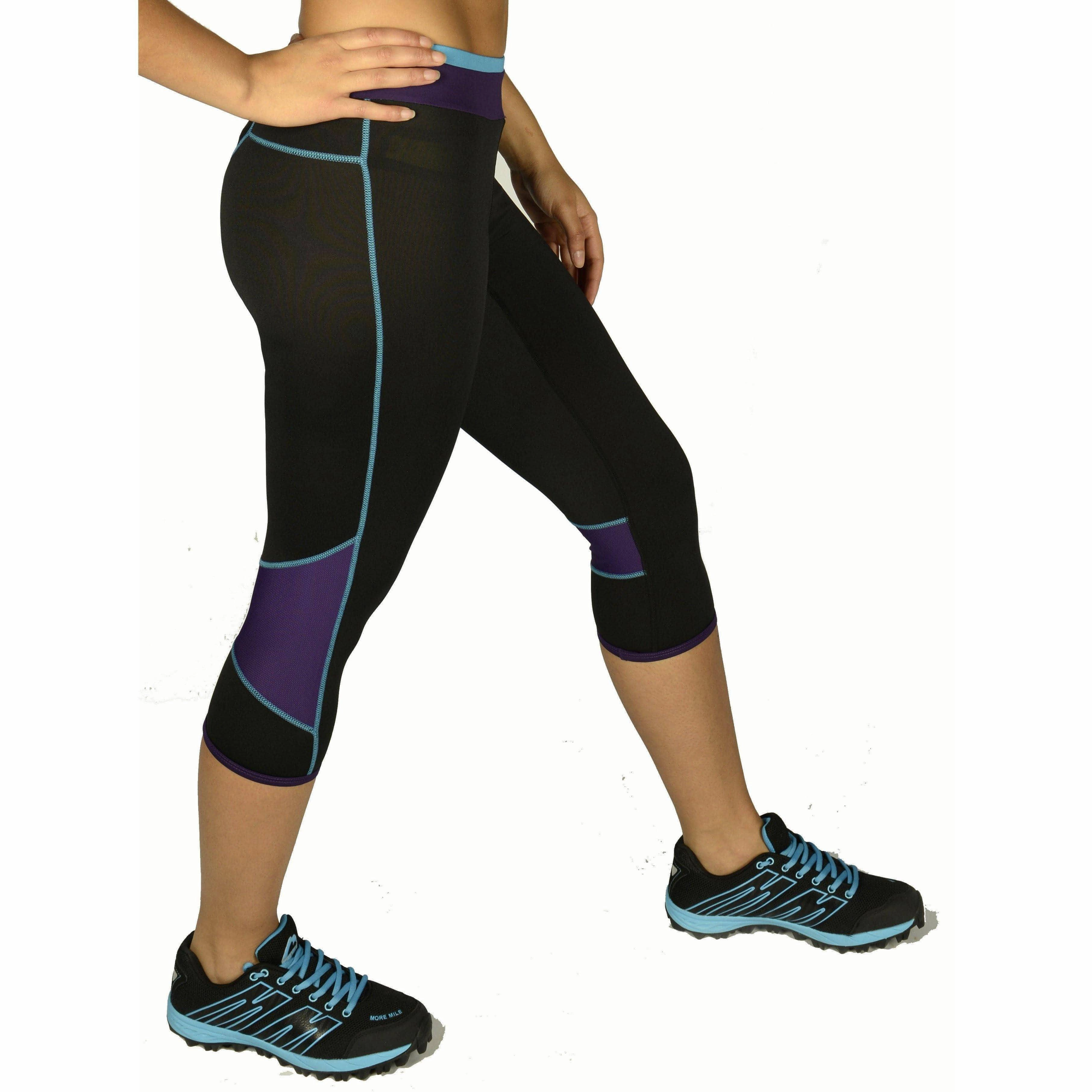 More Mile Prime Womens 3/4 Capri Running Tights - Black Warm