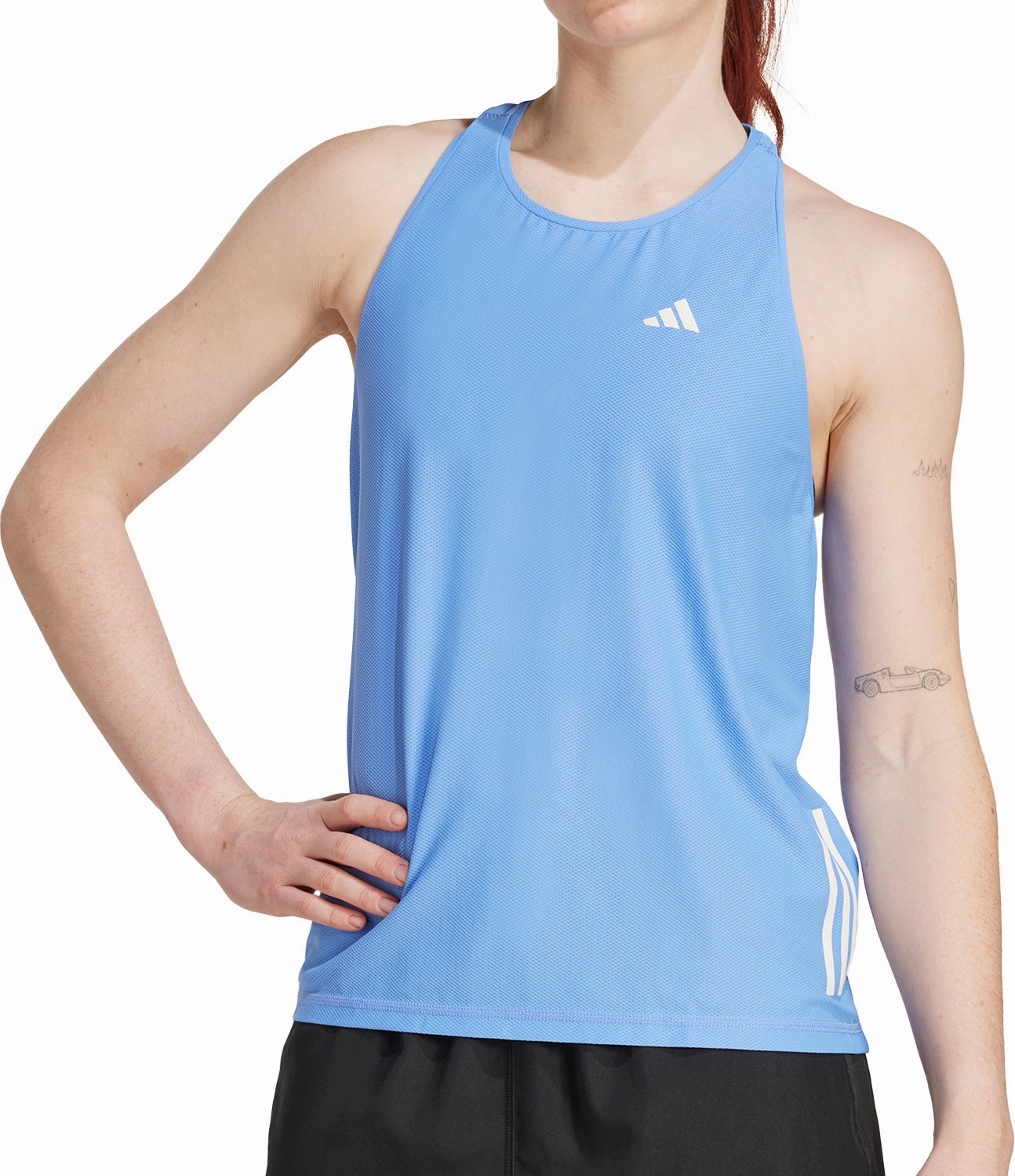 adidas Own The Run Womens Running Vest Tank Top - Blue NonBindingHem Flatlock Seams