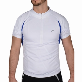 More Mile Short Sleeve Half Zip Mens Cycling Jersey - White Customizable suitable for home