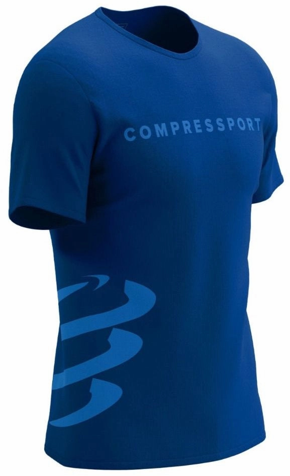 drawstring waistband Journey Compressport Logo Short Sleeve Mens Running Top - Blue