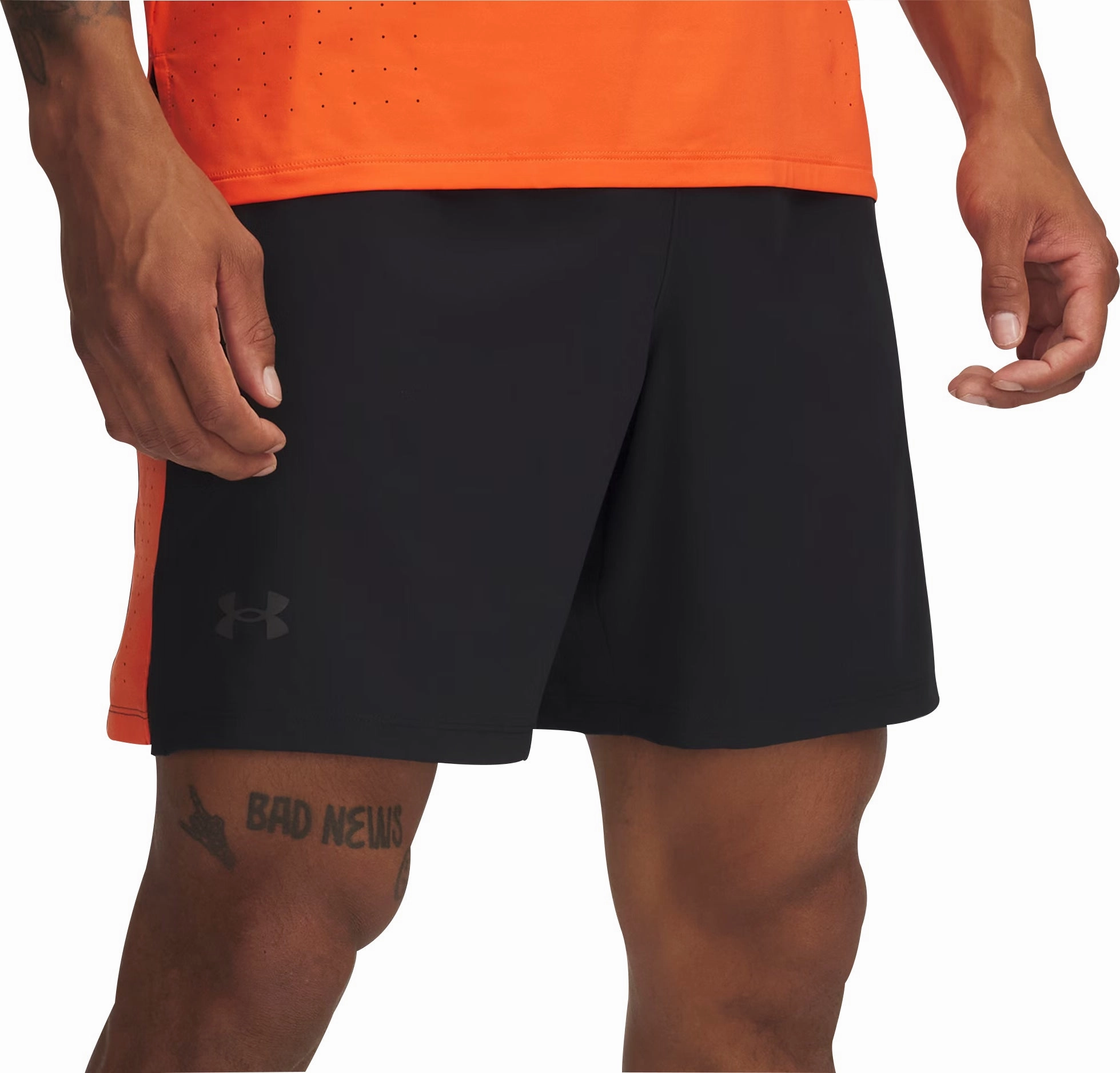 Under Armour Launch Elite 7 Inch Mens Running Shorts - Black Rubberized Grip Waistband Hot Day