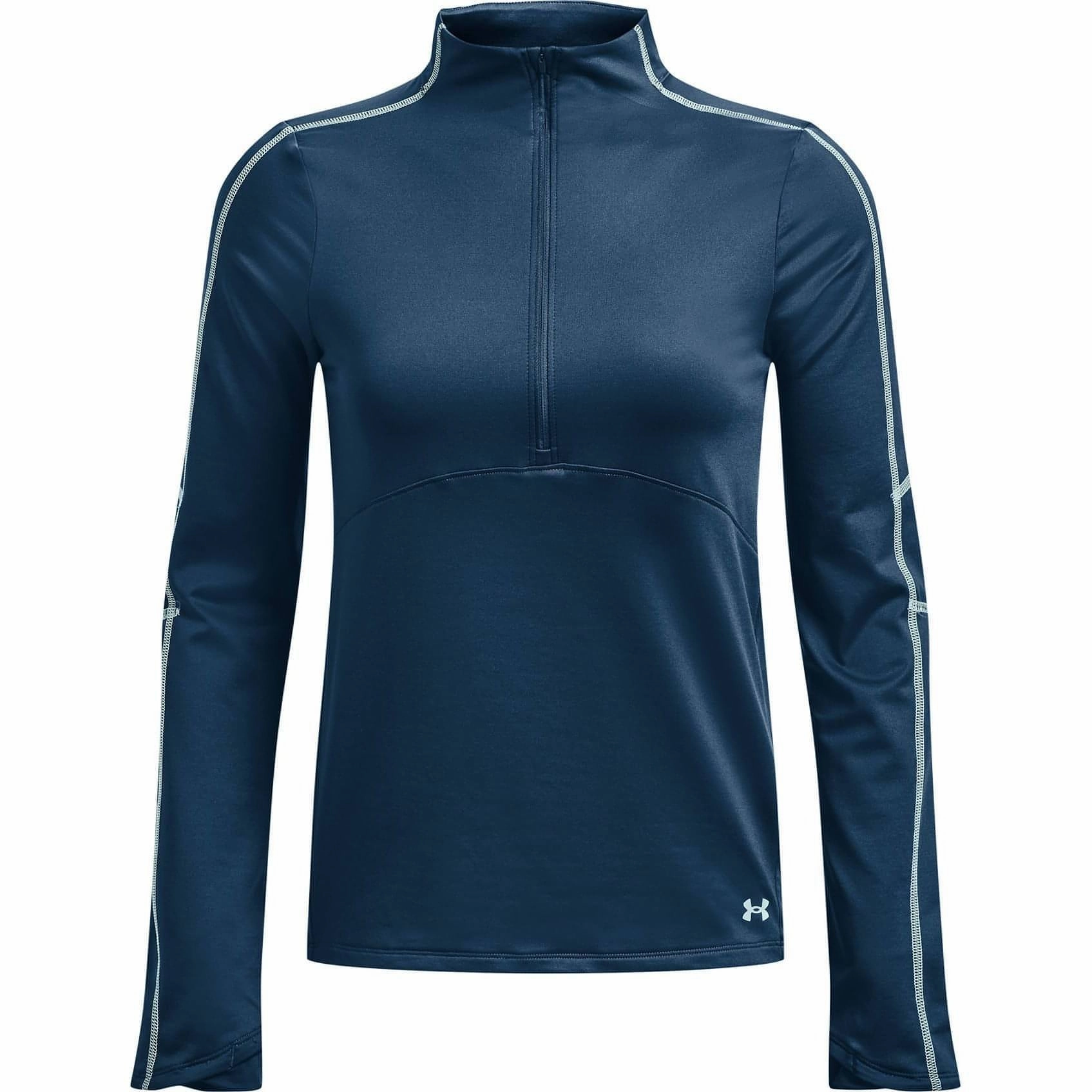 Under Armour Cold Weather Half Zip Long Sleeve Womens Running Top - Blue Pillow Modest
